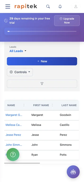 Rapitek CRM Mobile Experience